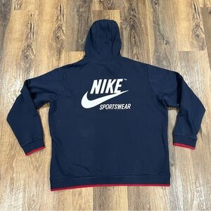 Nike Sportswear Y2K Full Zip Red Tag Sweatshirt Hoodie Blue 2XL - Big Spellout